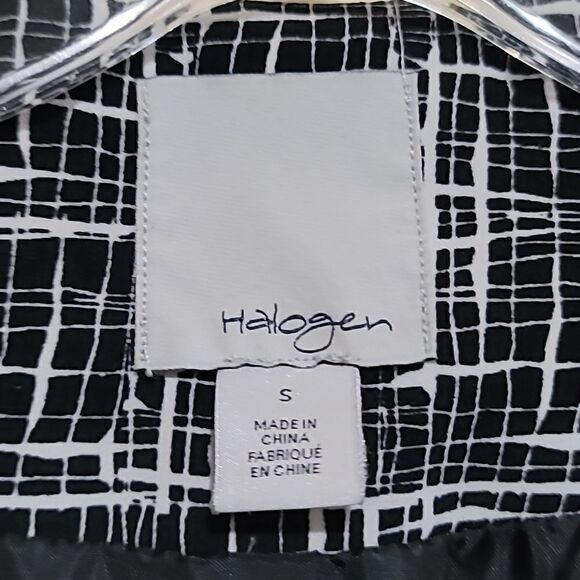 Halogen Black and White Abstract Printed  Open Front Blazer Jacket Sz Small - Picture 7 of 8